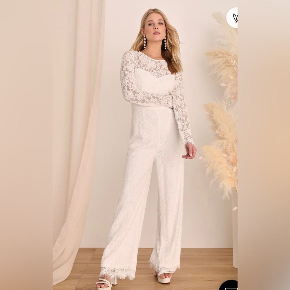 Lulus White long sleeve lace romper